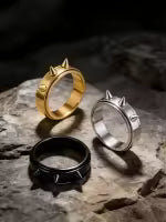 Spiked Band Ring - Unisex Mens Womens Spike Spikey Silver Stainless Steel