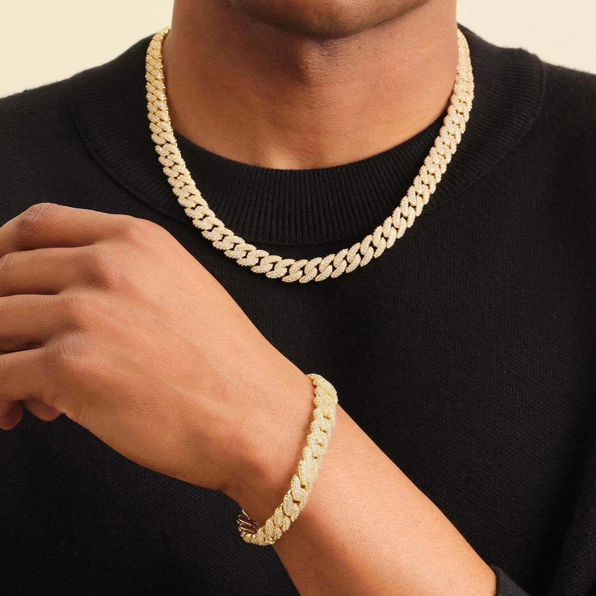 Iced Out Cuban Gold Set - 10mm - image 1