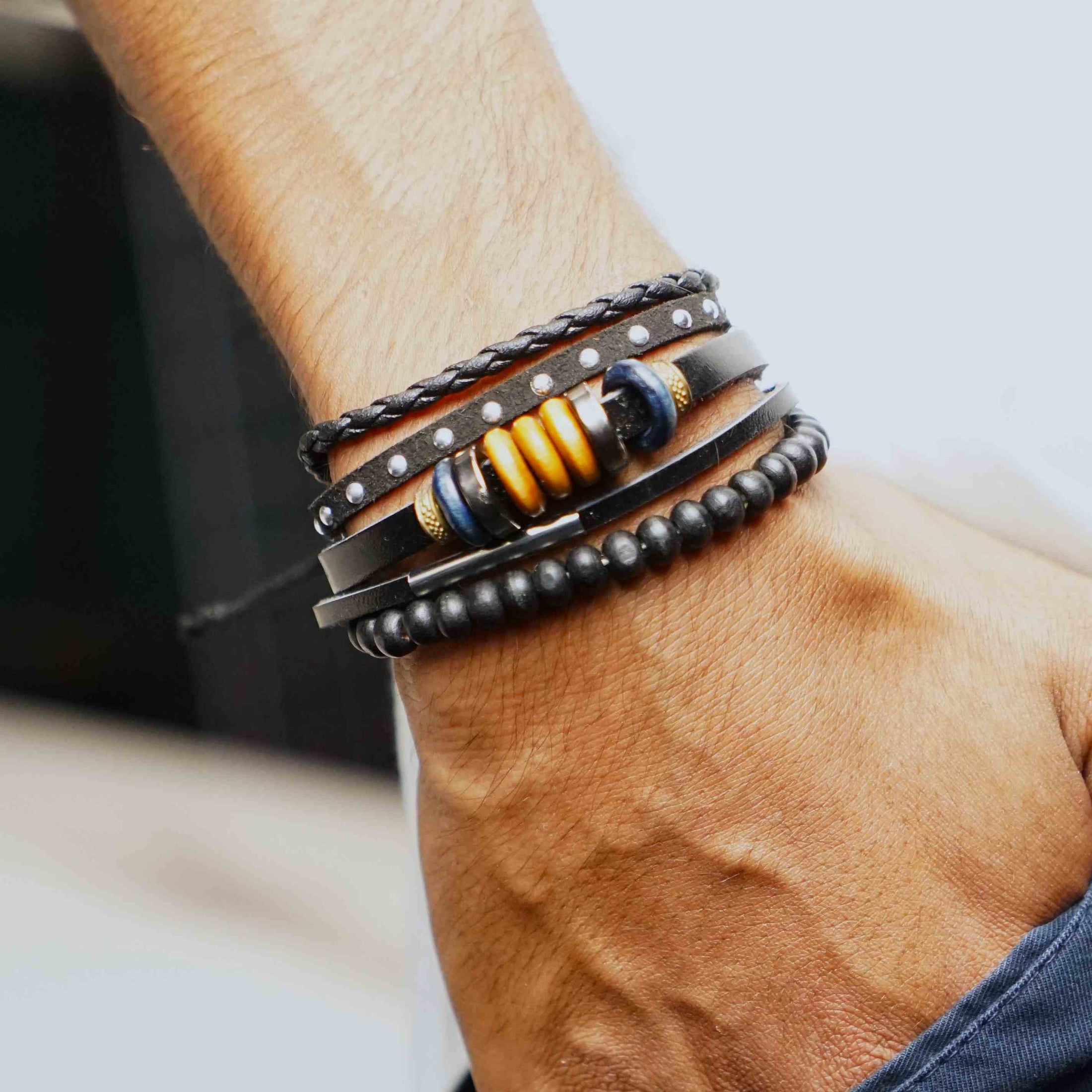 Multi-Leather Bracelet Stack - image 1