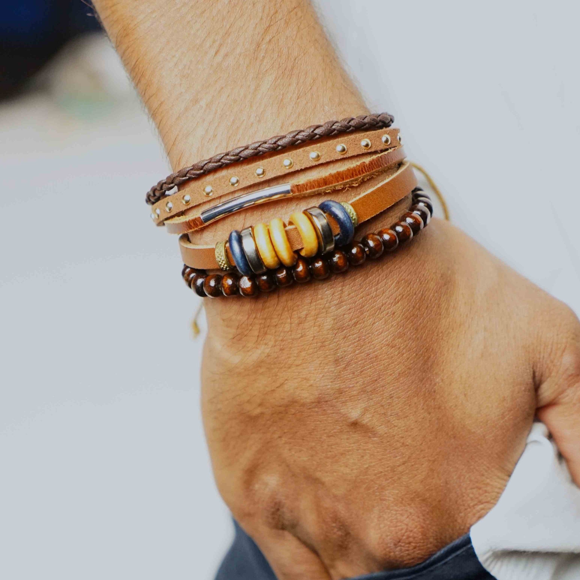 Multi-Leather Bracelet Stack - image 2