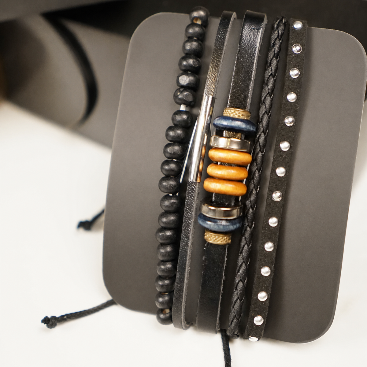 Multi-Leather Bracelet Stack - image 3