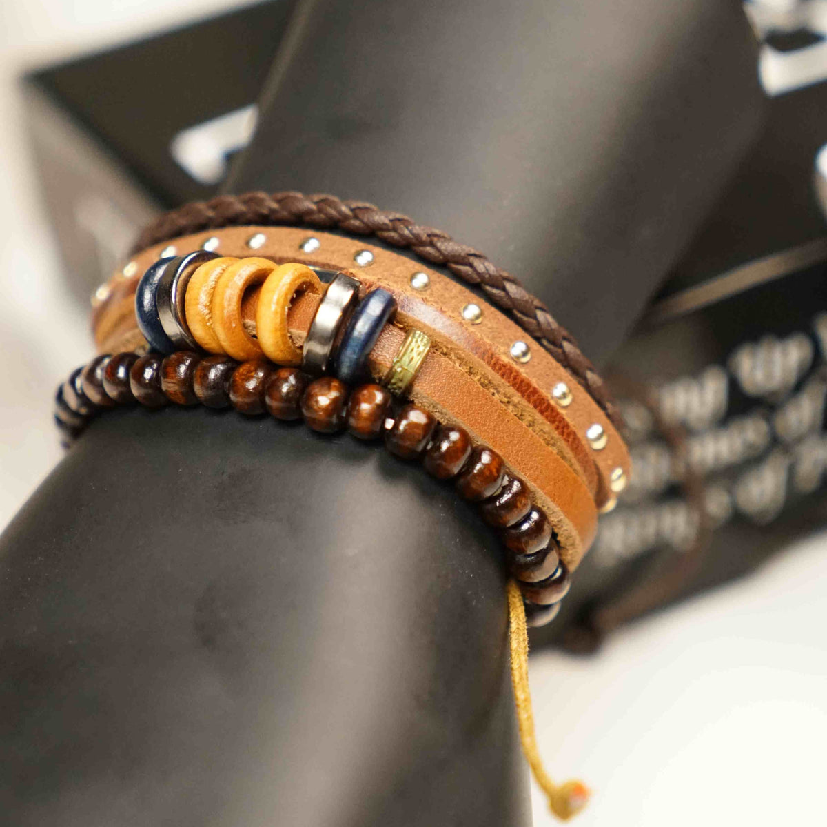 Multi-Leather Bracelet Stack - image 4