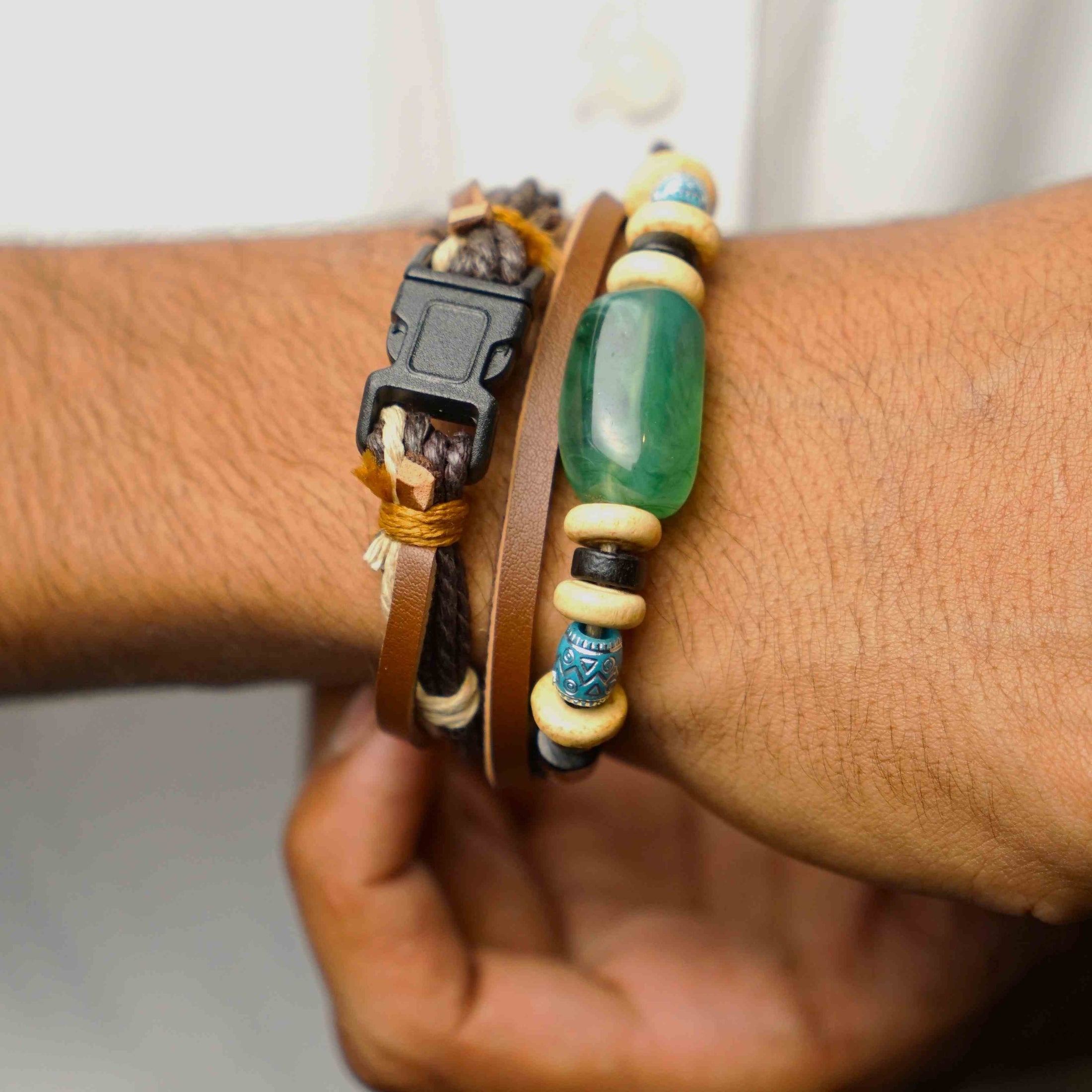 Turkish-Leather Bracelet Stack - image 1
