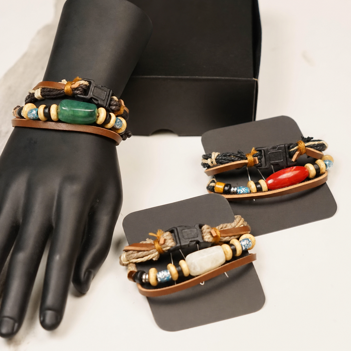Turkish-Leather Bracelet Stack - image 2