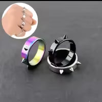 Spiked Band Ring - Unisex Mens Womens Spike Spikey Silver Stainless Steel