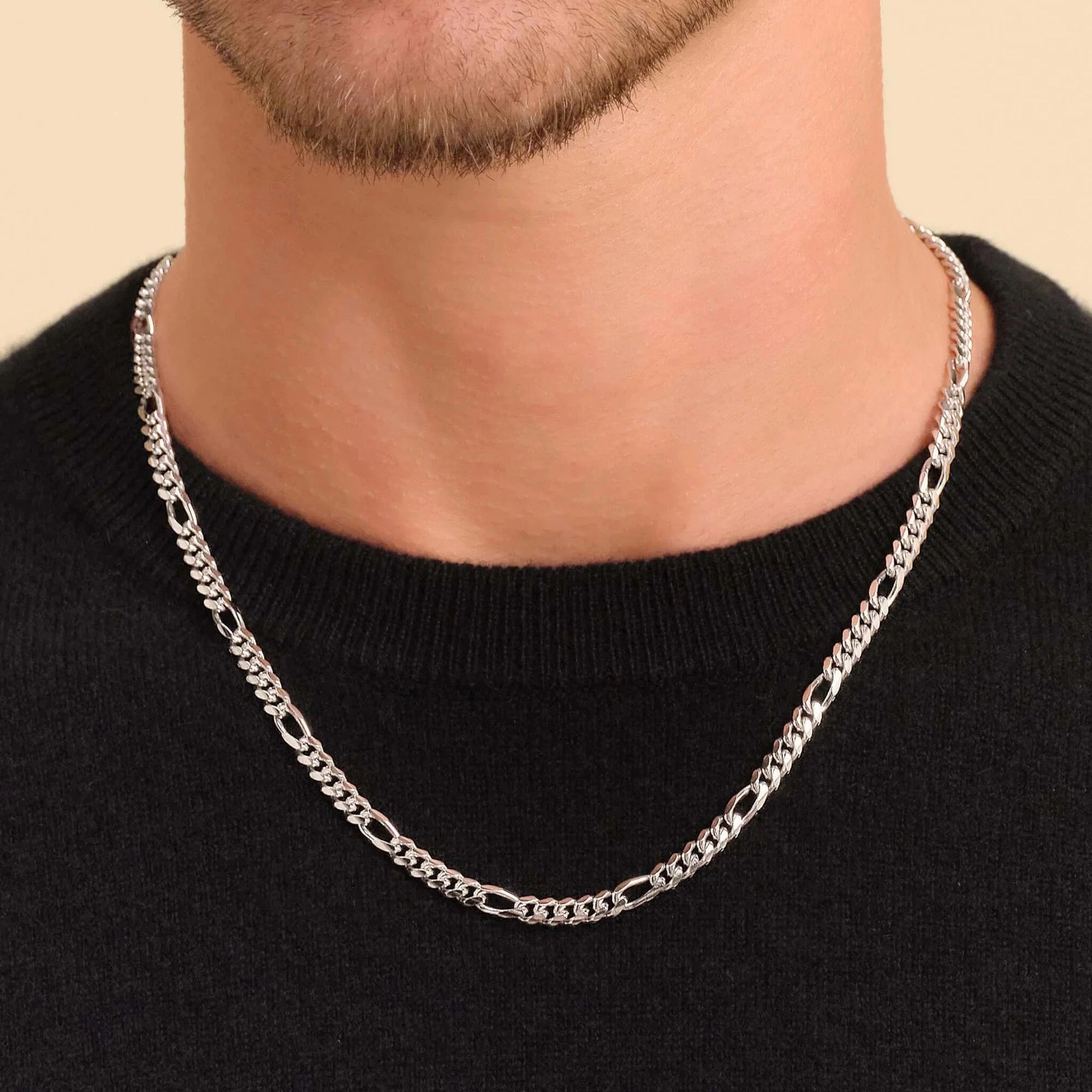 Silver Figaro Chain & Bracelet Set 6mm - image 1