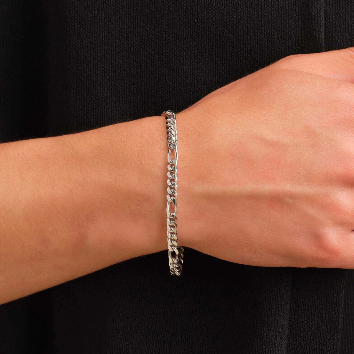 Silver Figaro Chain & Bracelet Set 6mm - image 2