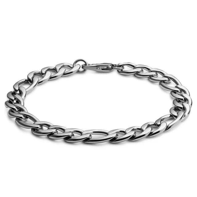 Silver Figaro Chain & Bracelet Set 6mm - image 4