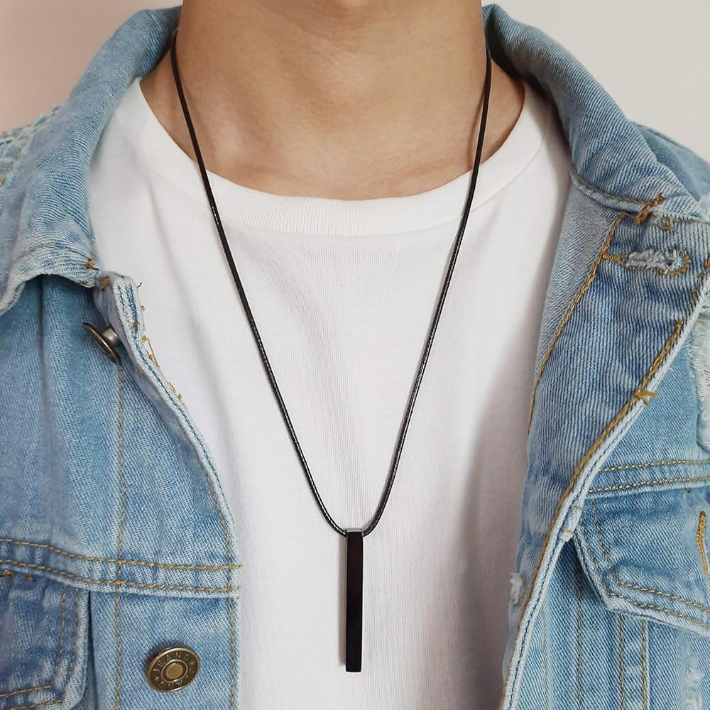 Black Bar Pendant & Chain - image 1
