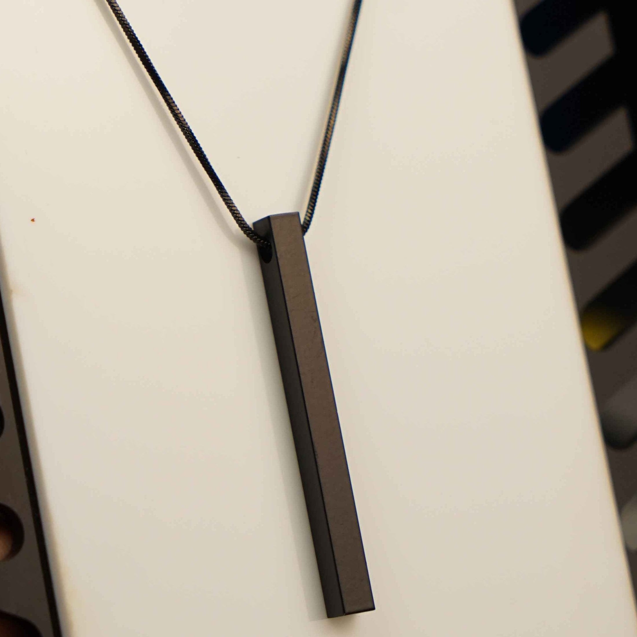 Black Bar Pendant & Chain - image 2