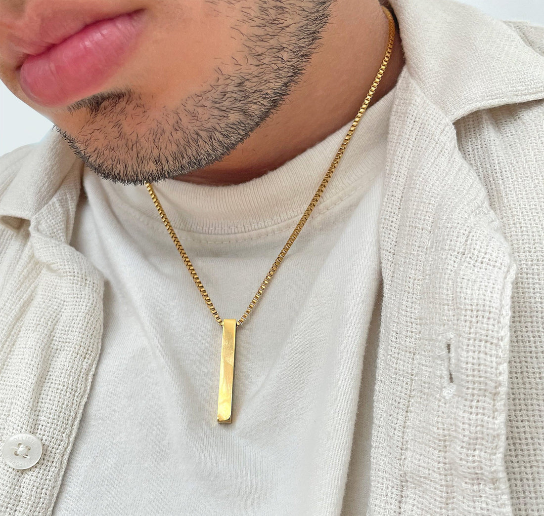 Gold Bar Pendant & Chain - image 1