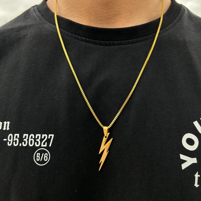 Gold Lightning Pendant & Chain - image 1