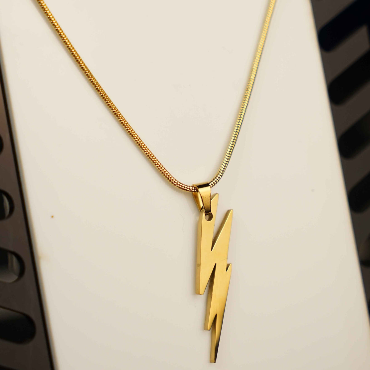 Gold Lightning Pendant & Chain - image 2