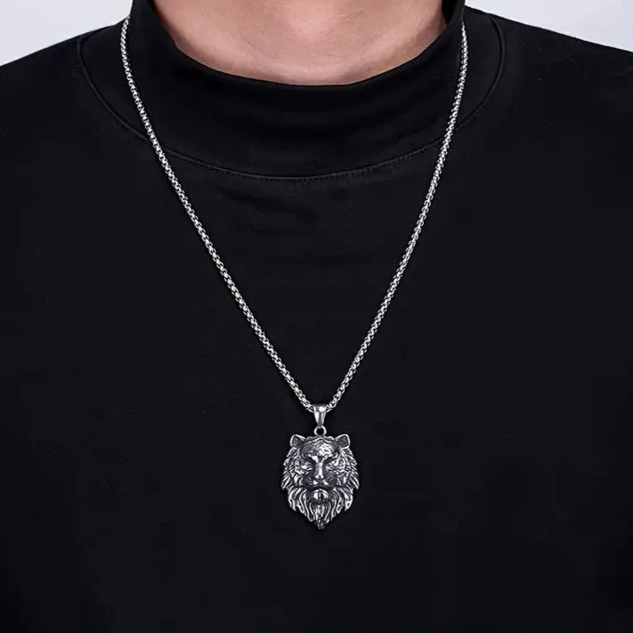 Lion Head Pendant & Chain - image 1