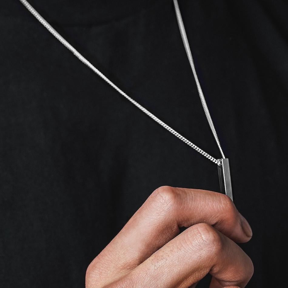 Silver Bar Pendant & Chain - image 2
