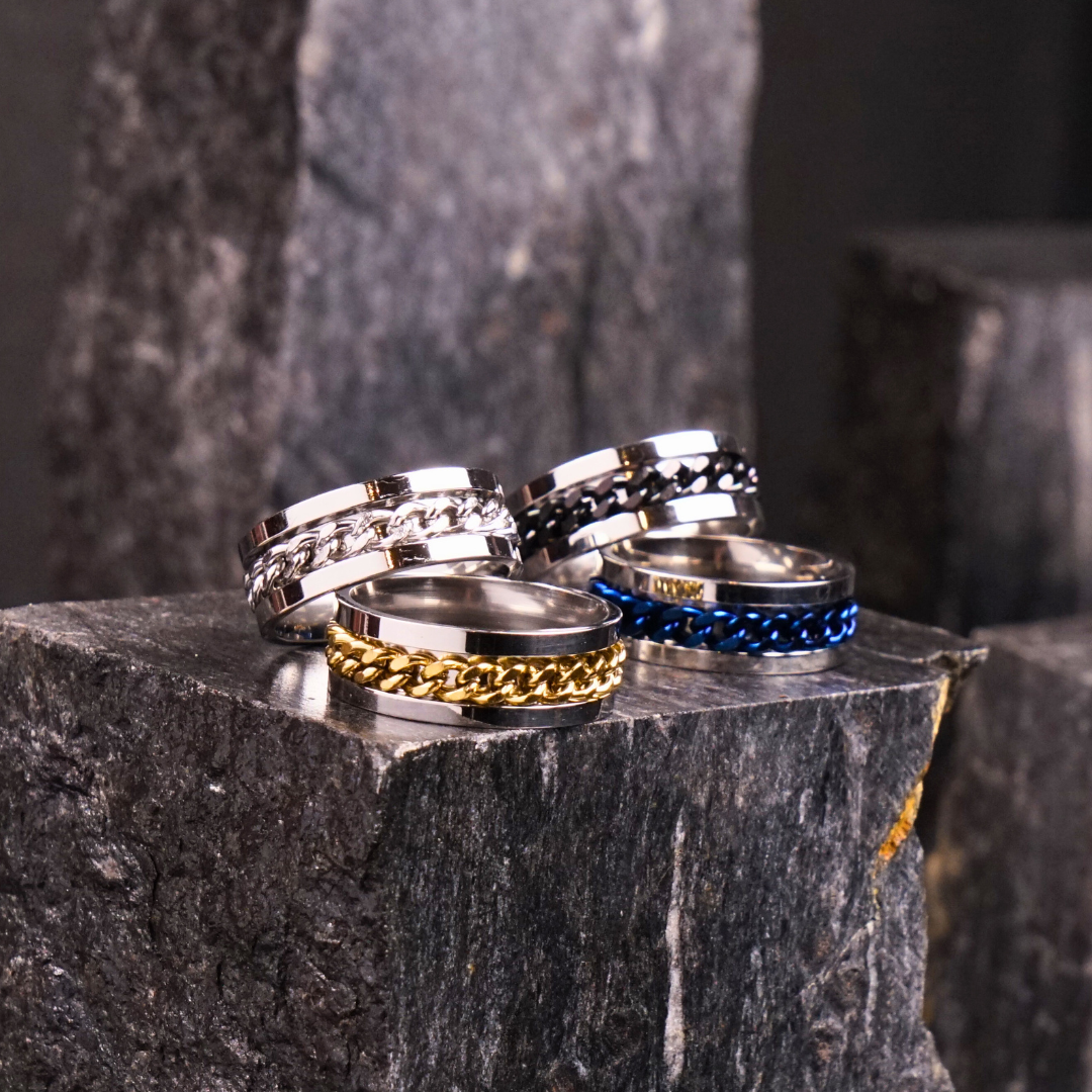 Black Curb Chain Ring - 6 mm - image 2