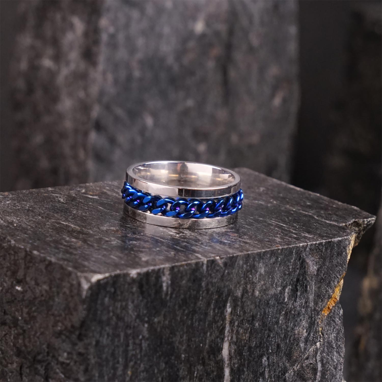 Blue Curb Chain Ring - 6 mm - image 1