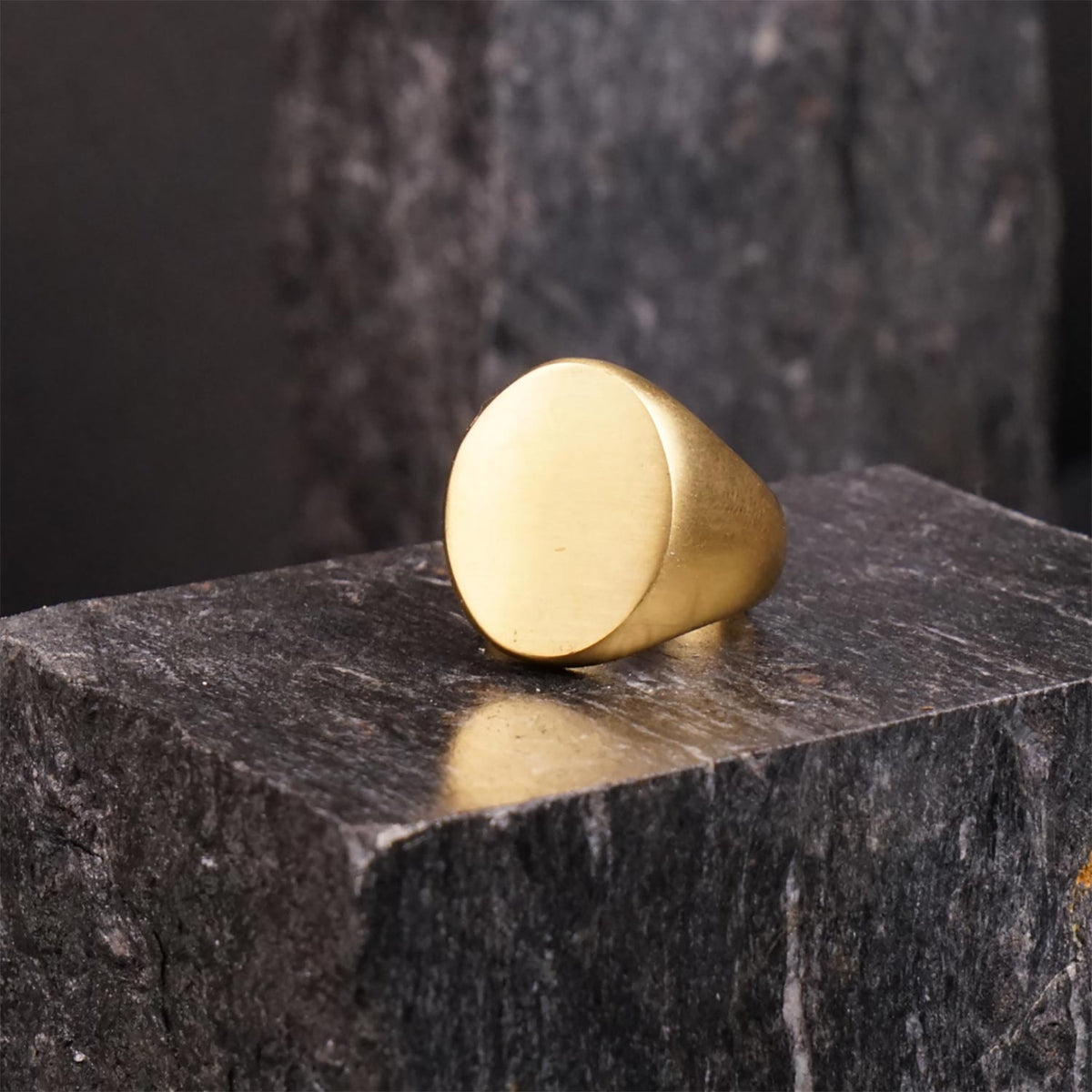 Golden Plain Signet Ring - image 1