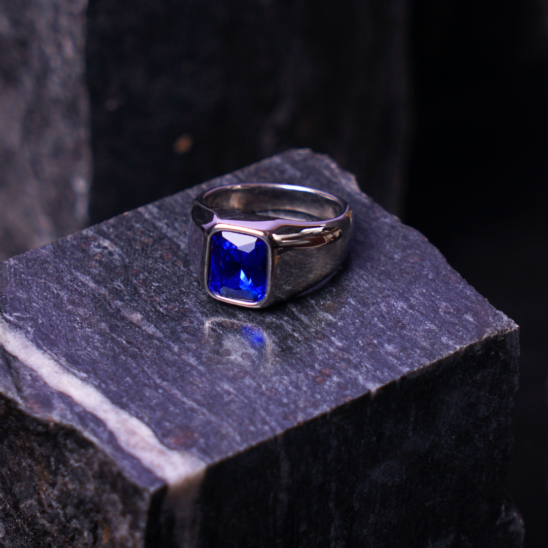 Silver Blue Stone Ring - image 1