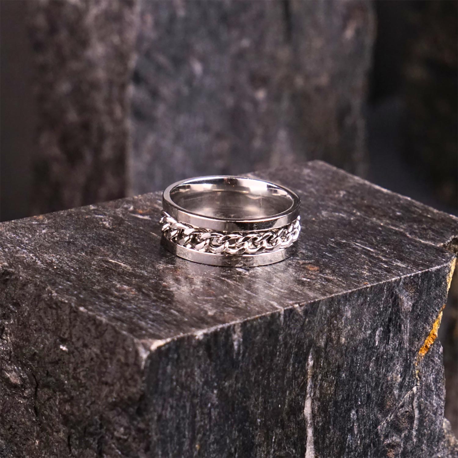 Silver Curb Chain Ring - 6 mm - image 1