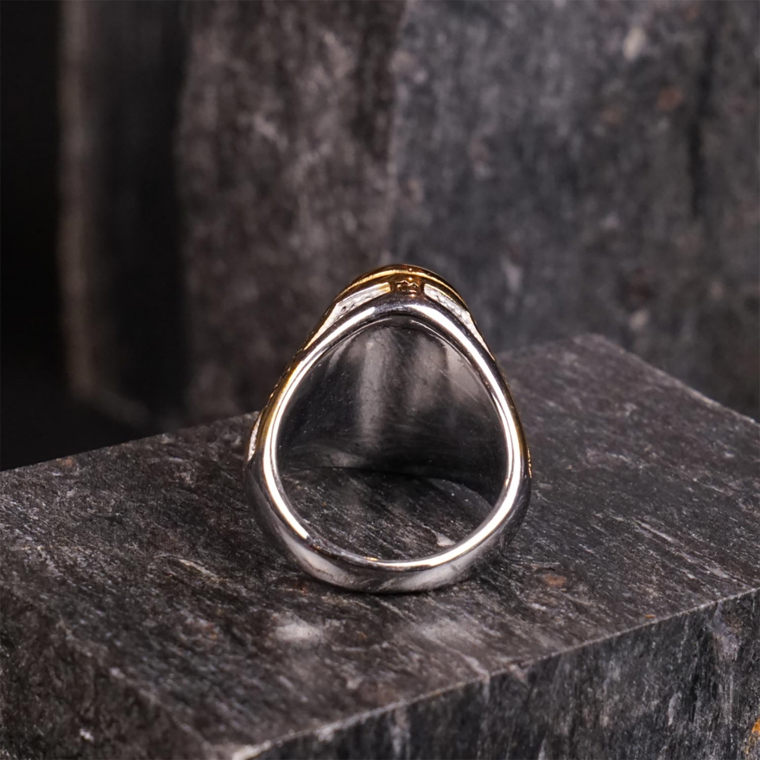 Silver Gold Oval Medusa Ring - image 3