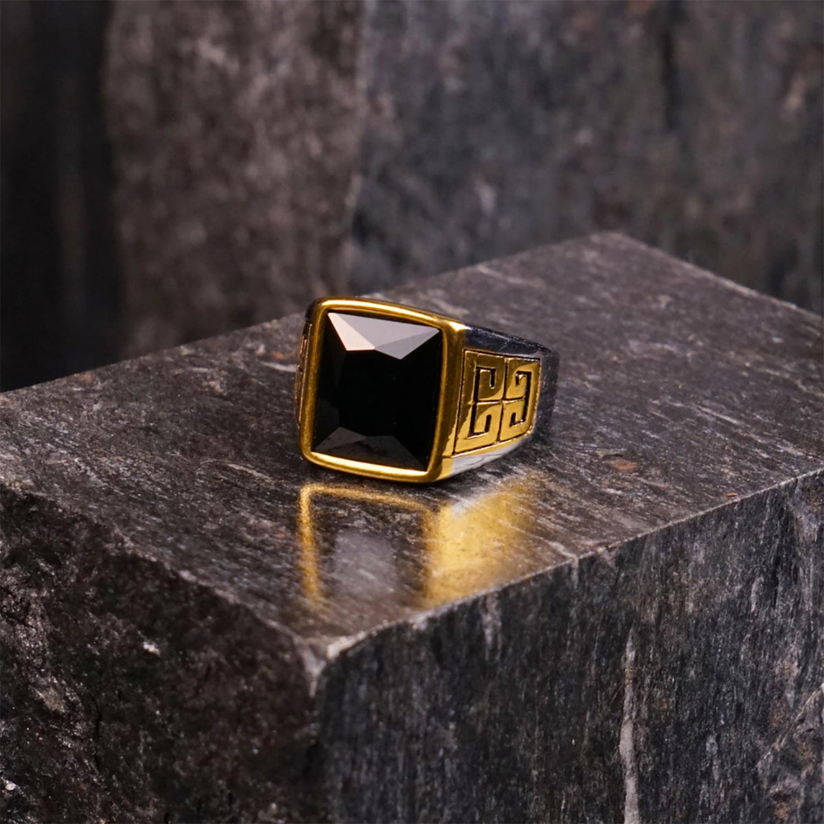 Silver Gold Square Kings Ring - image 1