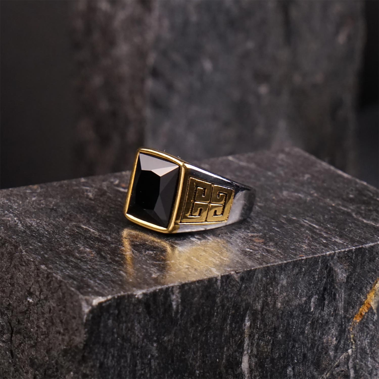 Silver Gold Square Kings Ring - image 2